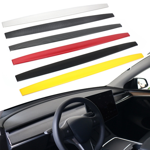 Suitable for Tesla Model 3/Y dashboard patch long decorative strip carbon fiber pattern interior modification