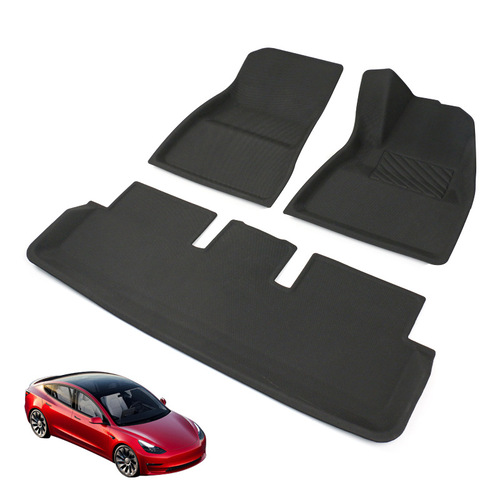 Suitable for Tesla Model 3 dedicated 3D laminated floor mats, all-weather 3D full package TPR carpet car floor mats