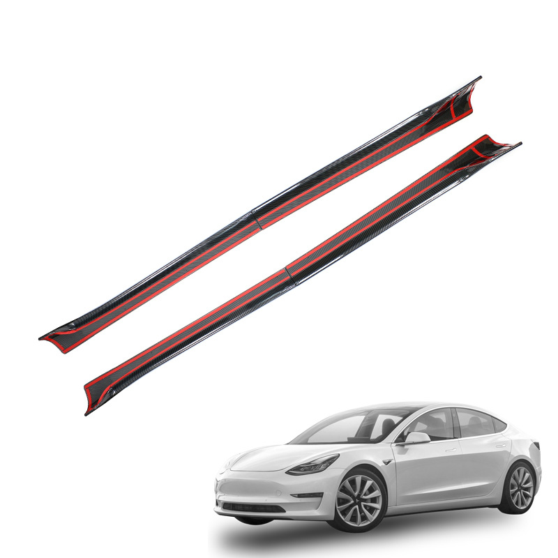 Suitable for 17-19 Tesla Sport Side Skirt 2-piece Set Carbon Fiber Pattern Small Package Side Skirt Modification